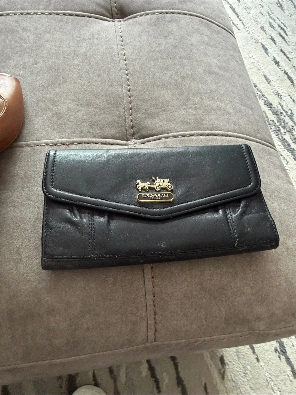 Coach Madison Womens Black Leather Checkbook Clutch Wallet - NO CHECKBOOK COVER
